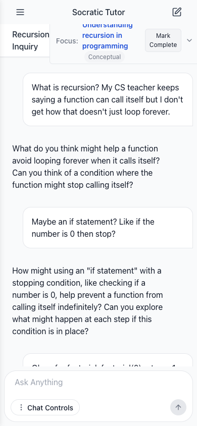 The recursion chat on a phone